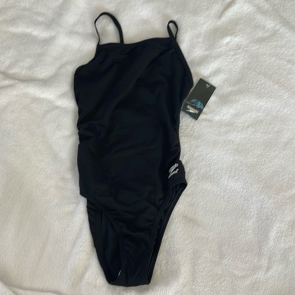 NWT Speedo Endurance competition, racing, practice suit team black 38 or 12 nwt - Picture 1 of 8
